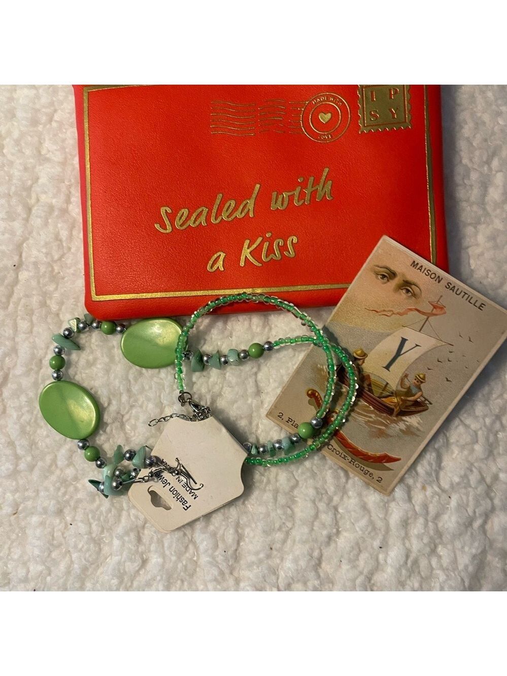 Multiples Green and Silver Jewelry Set with Ipsy bag